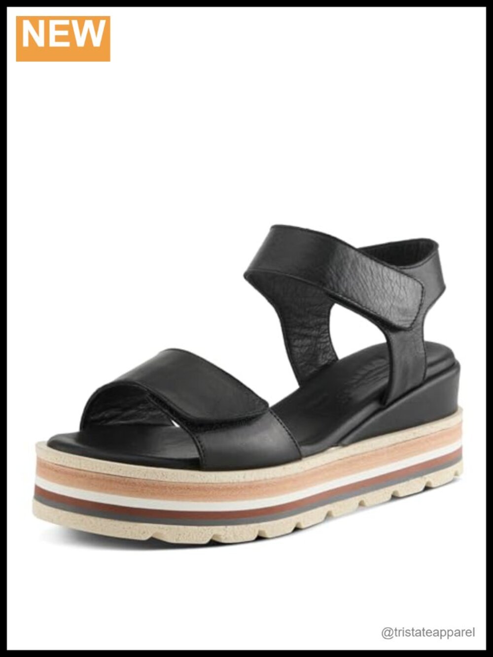 Leather Platform Sandal Cushioned Footbed Adjustable Strap